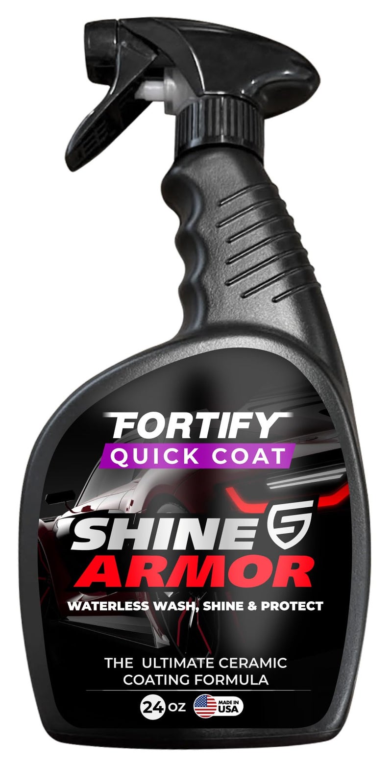 SHINE ARMOR Ceramic Coating Fortify Quick Coat Car Wax Polish Spray Waterless Wash & Wax Hydrophobic Top Coat Polish & Polymer Paint Sealant Detail Protection (24 Fl Oz)